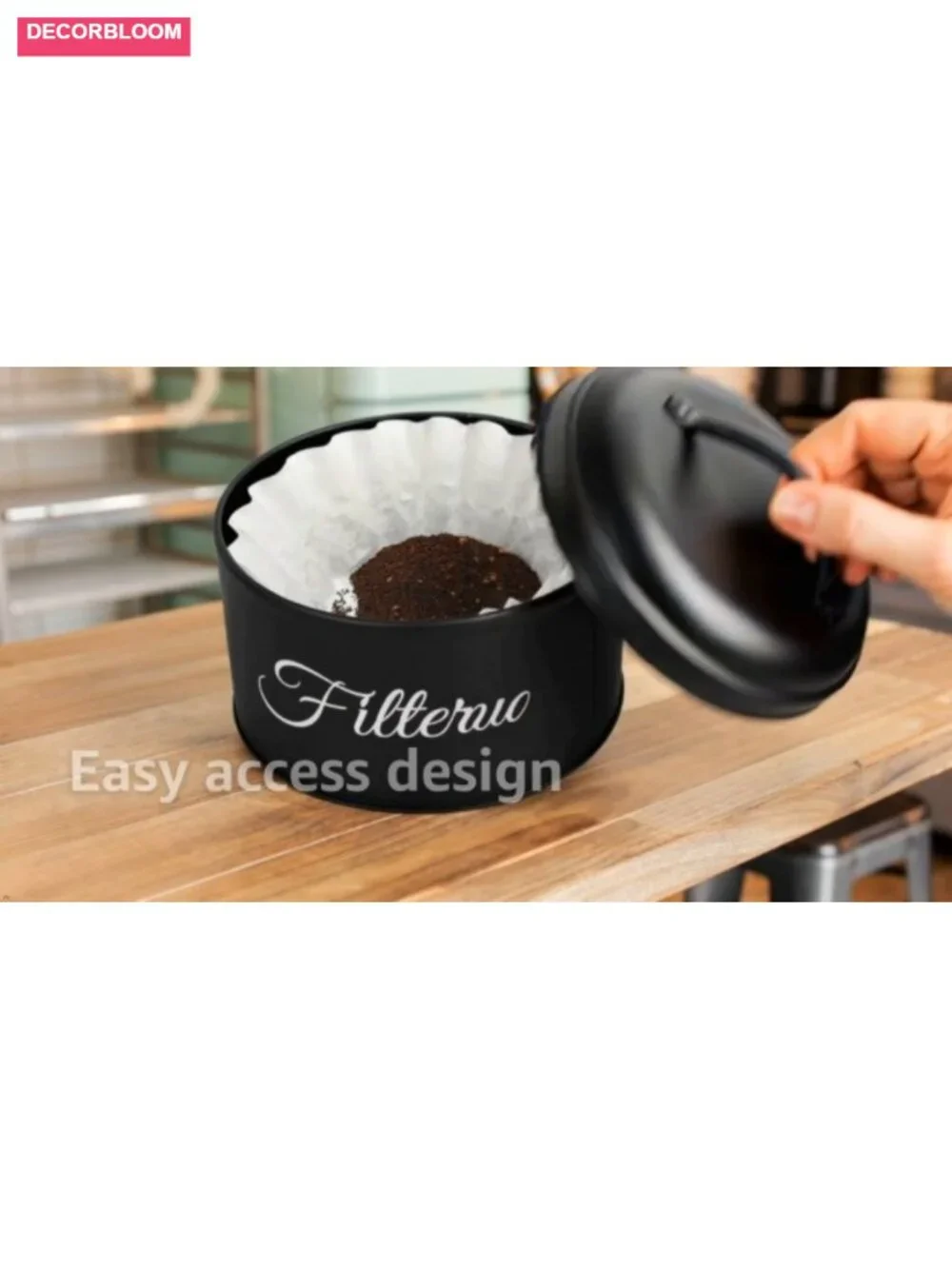 Coffee Filter Holder with Stainless Steel Lid, 60oz Large Capacity Storage